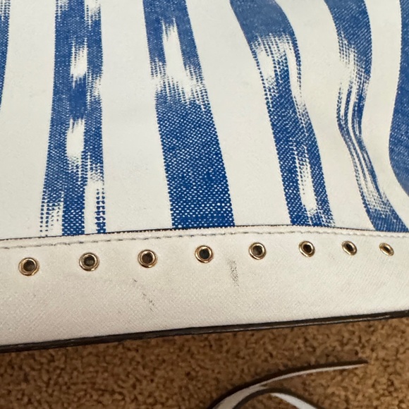 Henri Bendel White and Blue Striped Tote - Picture 10 of 12